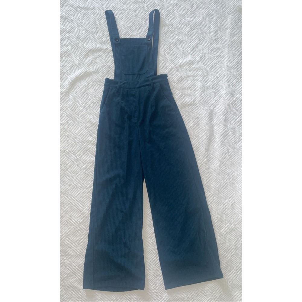 Cider Women's Overalls XS Teal Corduroy Wide Leg Pockets Cottagecore Boho